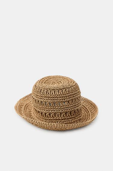 WOVEN PAPER BUCKET HAT - Dark tan by Zara - Image 4