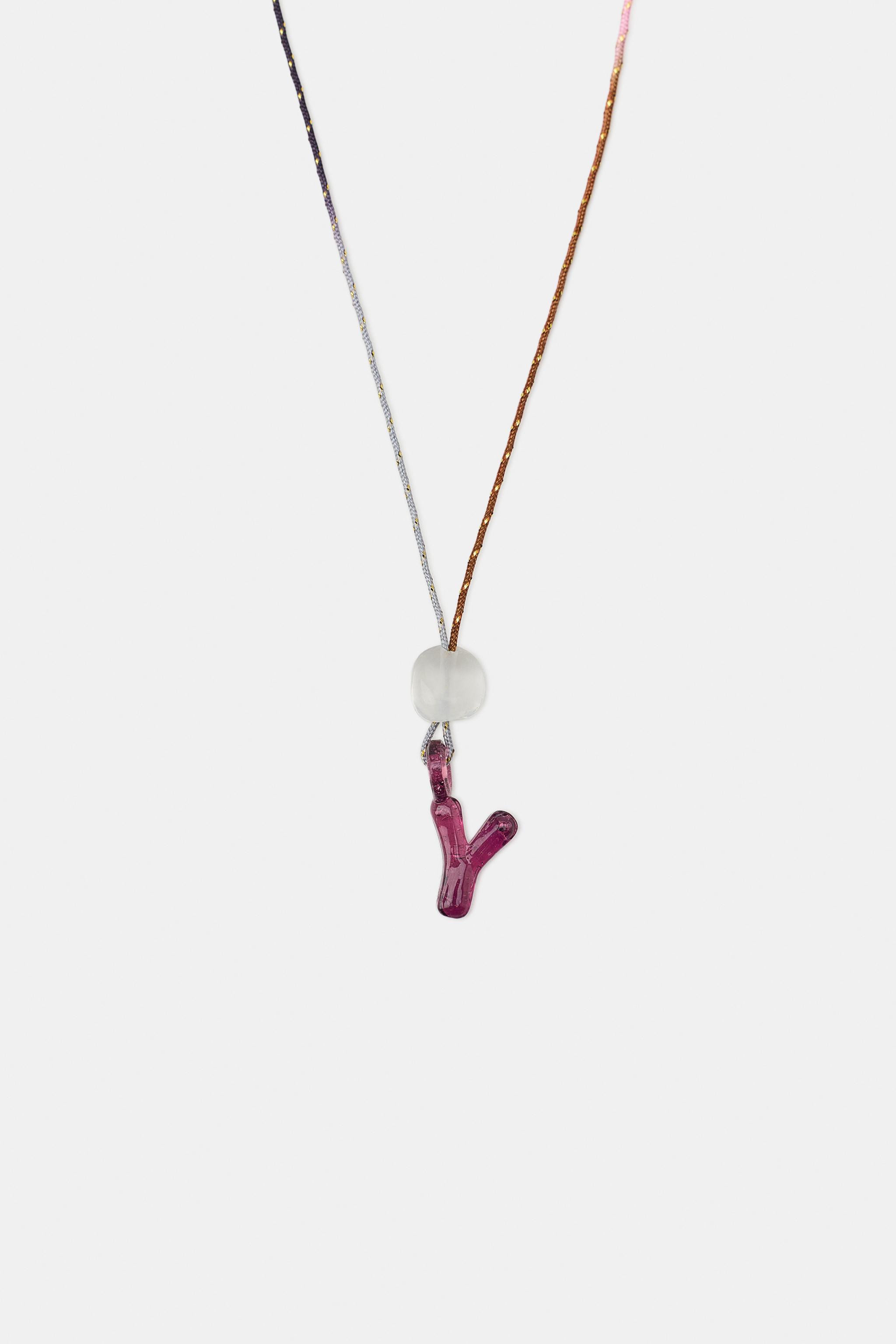 ALPHABET LETTER CORD NECKLACE — Wine