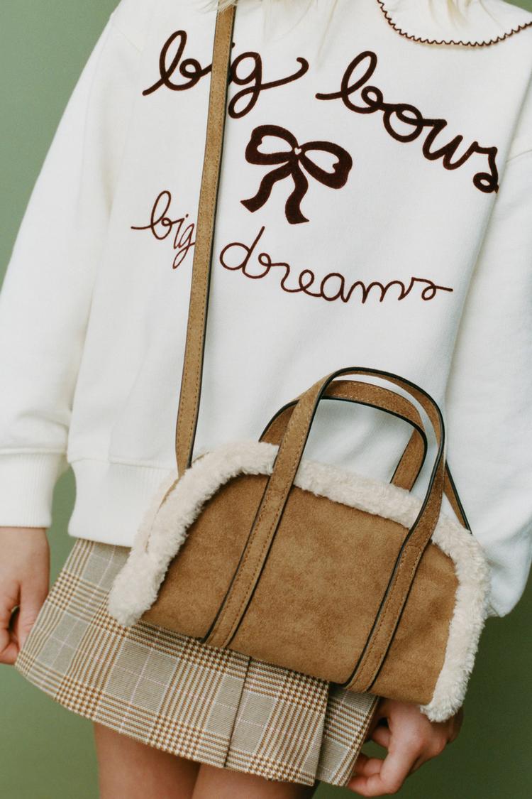 FAUX SHEARLING CROSSBODY BAG Brown ZARA United Kingdom