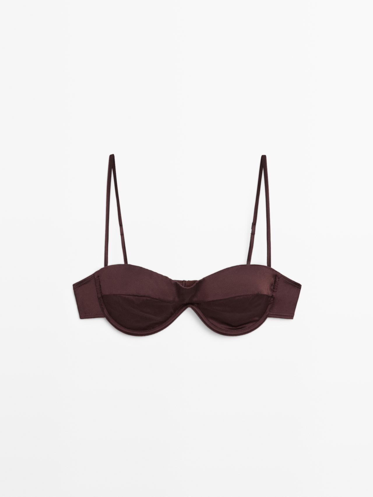Bandeau top with underwire and seam detail — Mink marl