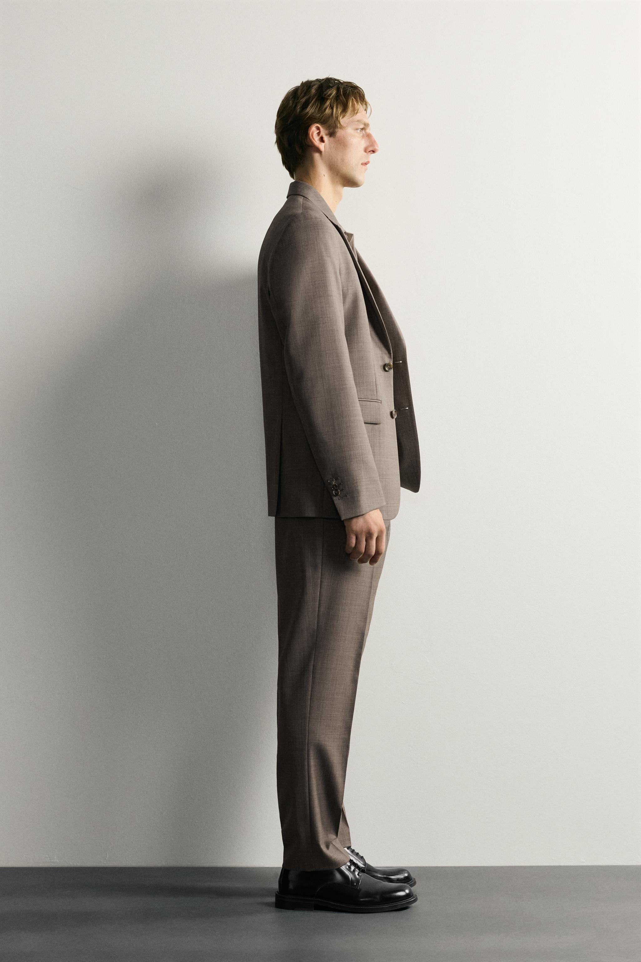 Мужские брюки Zara TEXTURED WOOL SUIT PANTS — фото 3