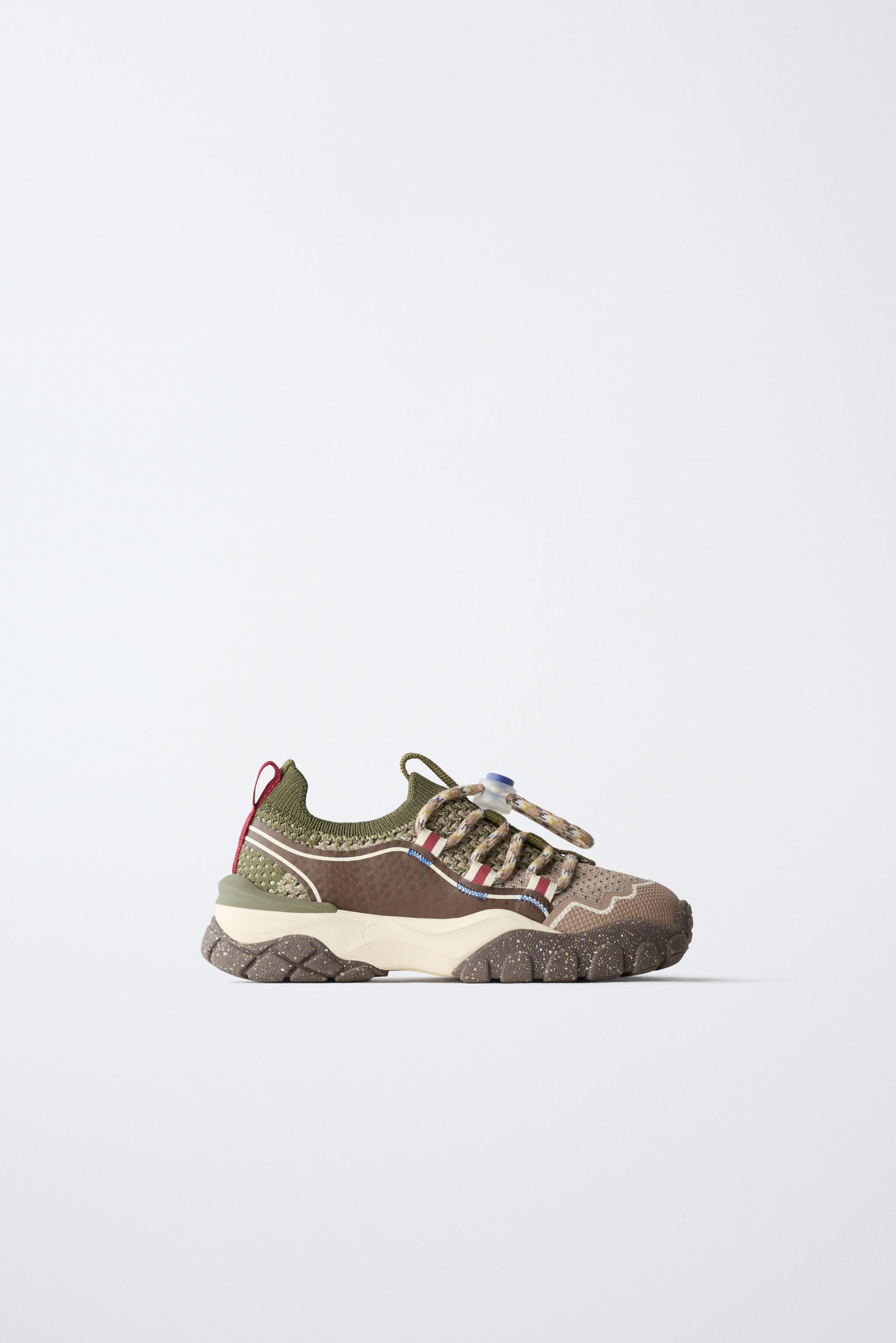 SOCK-STYLE ATHLETIC SNEAKERS - Khaki Green | ZARA United States