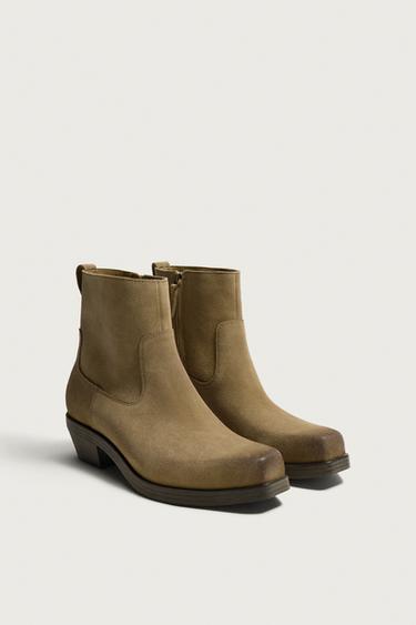 DISTRESSED LEATHER BOOTS — Brown 2