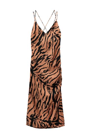 SATIN EFFECT MIDI DRESS