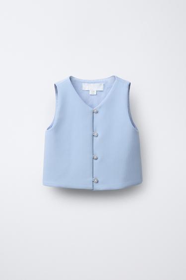 TOP WITH RHINESTONE BUTTONS - Blue / Lavender by Zara