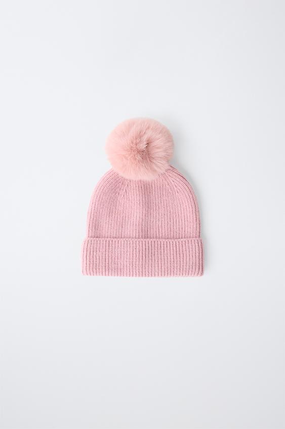 KNIT POMPOM BEANIE - Pink by Zara - Image 0