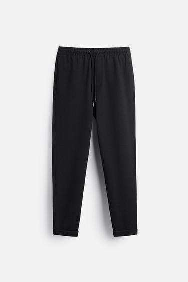 Zara EASY CARE JOGGER WAIST PANTS - Black