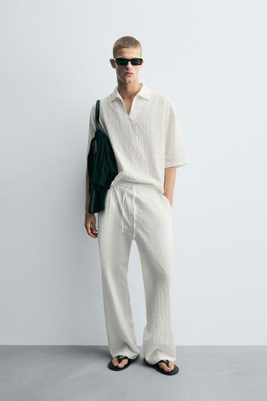 Zara 紋理POLO衫 - 白色 - 圖片 0
