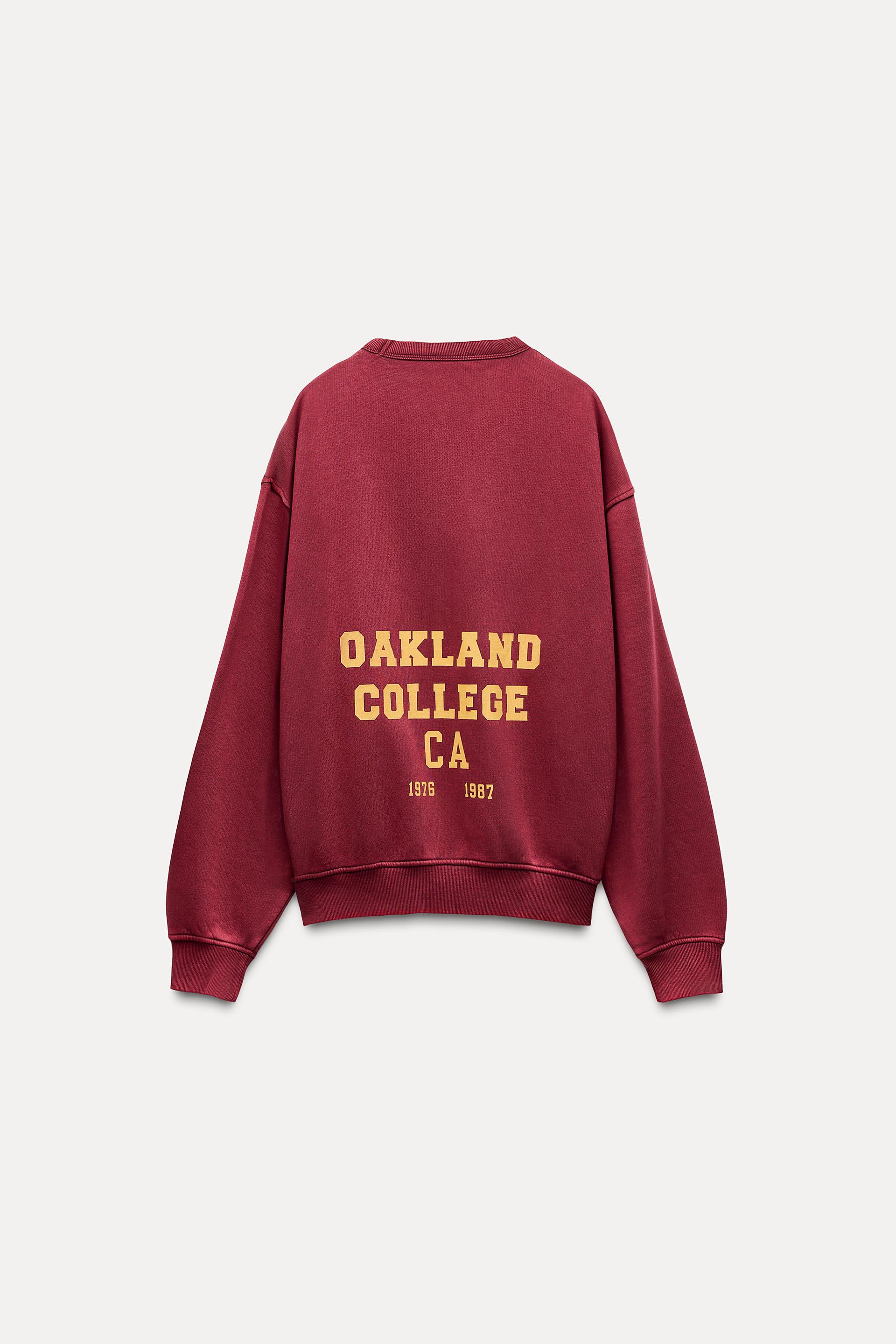 WASHED EFFECT VARSITY SWEATSHIRT Burgundy ZARA United States