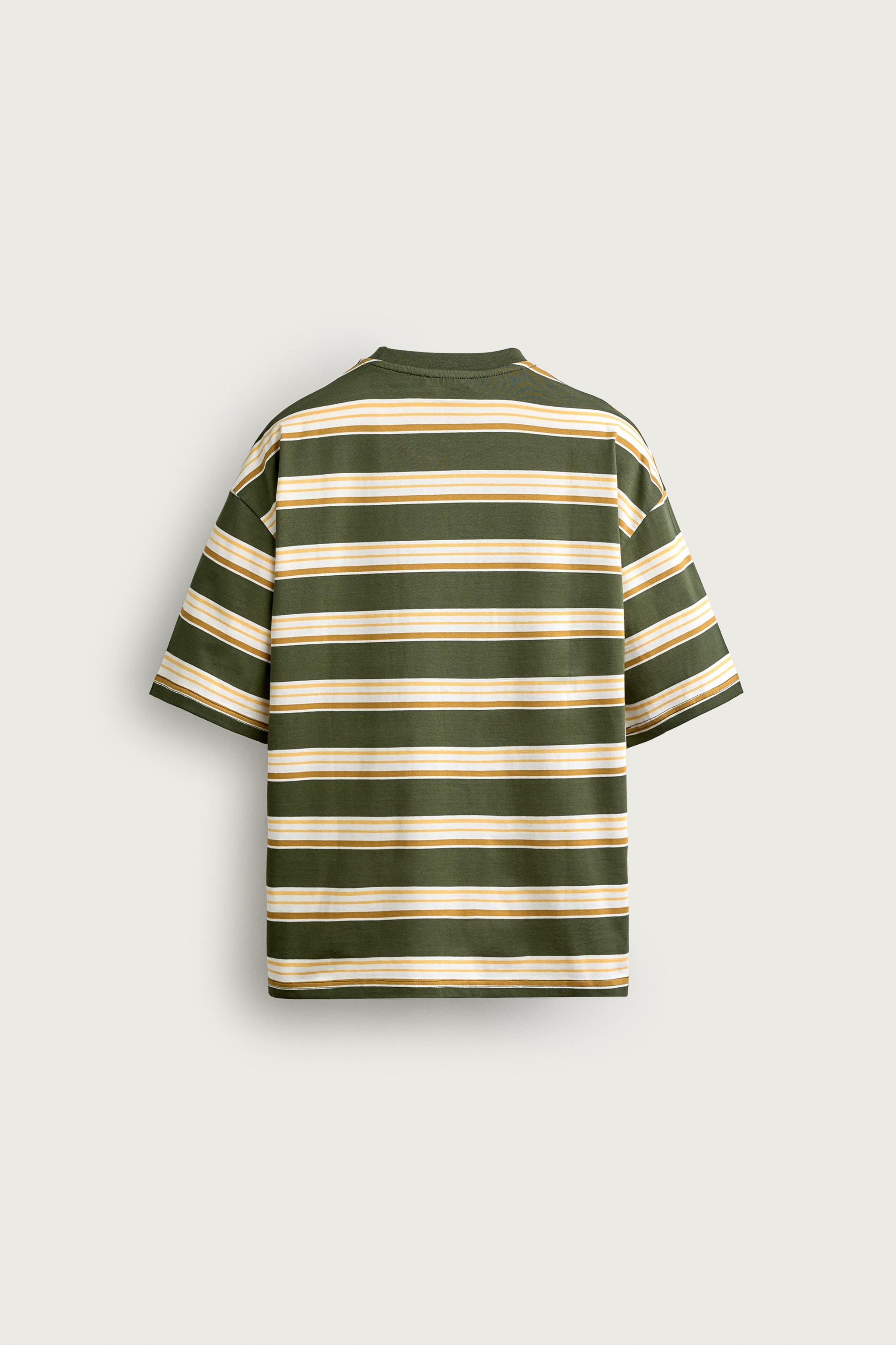Мужские футболки Zara RELAXED FIT STRIPED TEXT T-SHIRT — фото 7