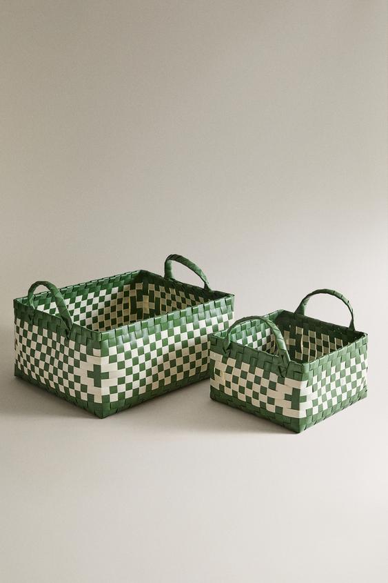 WOVEN BASKET - Green by Zara - Image 0