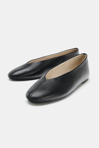 BALLERINES PLATES EN CUIR - Noir de Zara - Image 2