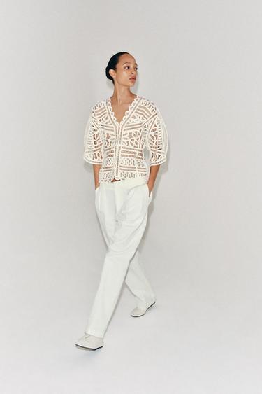 ZW COLLECTION CROCHET TOP - Ecru by Zara - Image 5
