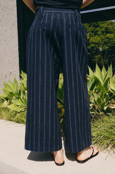 PANTALON À RAYURES AVEC LIN ZW COLLECTION - rayures de Zara - Image 2