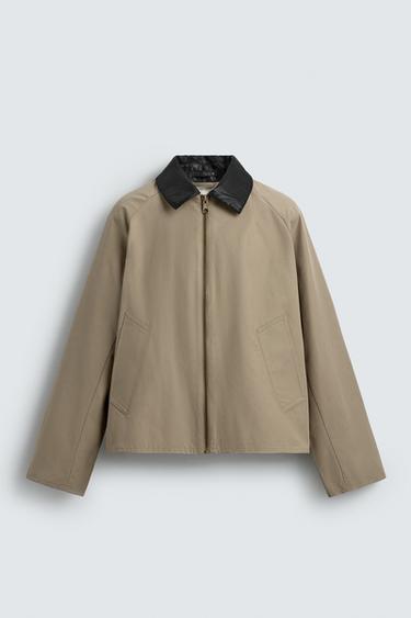 سترة قميصية بياقة متباينة - جملي داكن by Zara