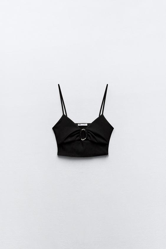 DRAPED LEATHER TOP LIMITED EDITION - Black