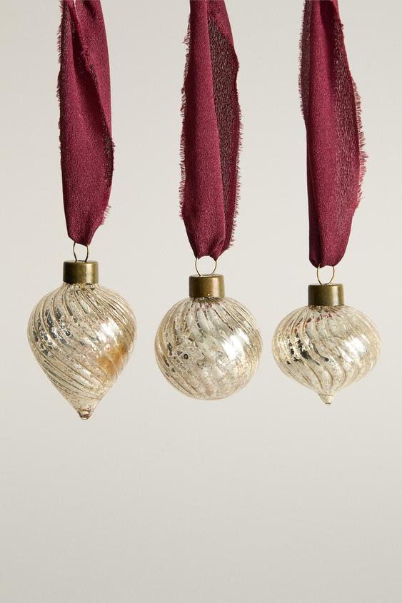 WEIHNACHTSBAUMSCHMUCK GLAS SPIRALE (3ER-PACK) - Silber von Zara - Bild 0