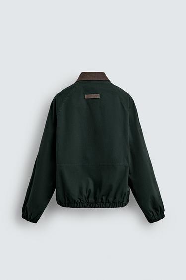 EMBROIDERED CONTRAST COLLAR JACKET - Green by Zara - Image 7