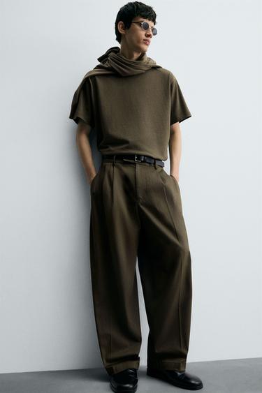 RELAXED FIT PLEATED TROUSERS - Light khaki by Zara - Image 4