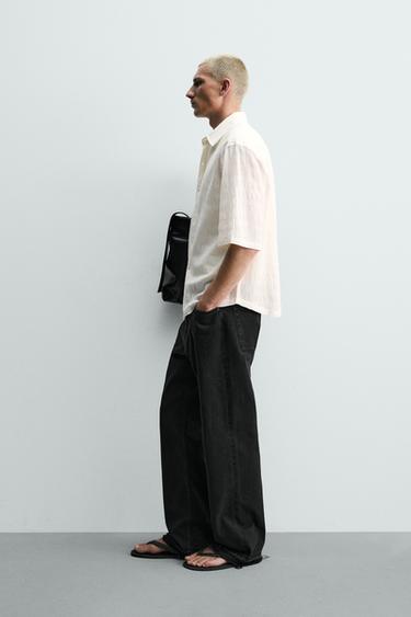 CHEMISE RELAXED FIT EFFET FROISSÉ - Blanc cassé de Zara - Image 3