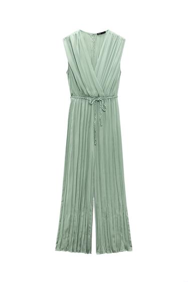 SATIN JUMPSUIT WITH BRAIDED BELT