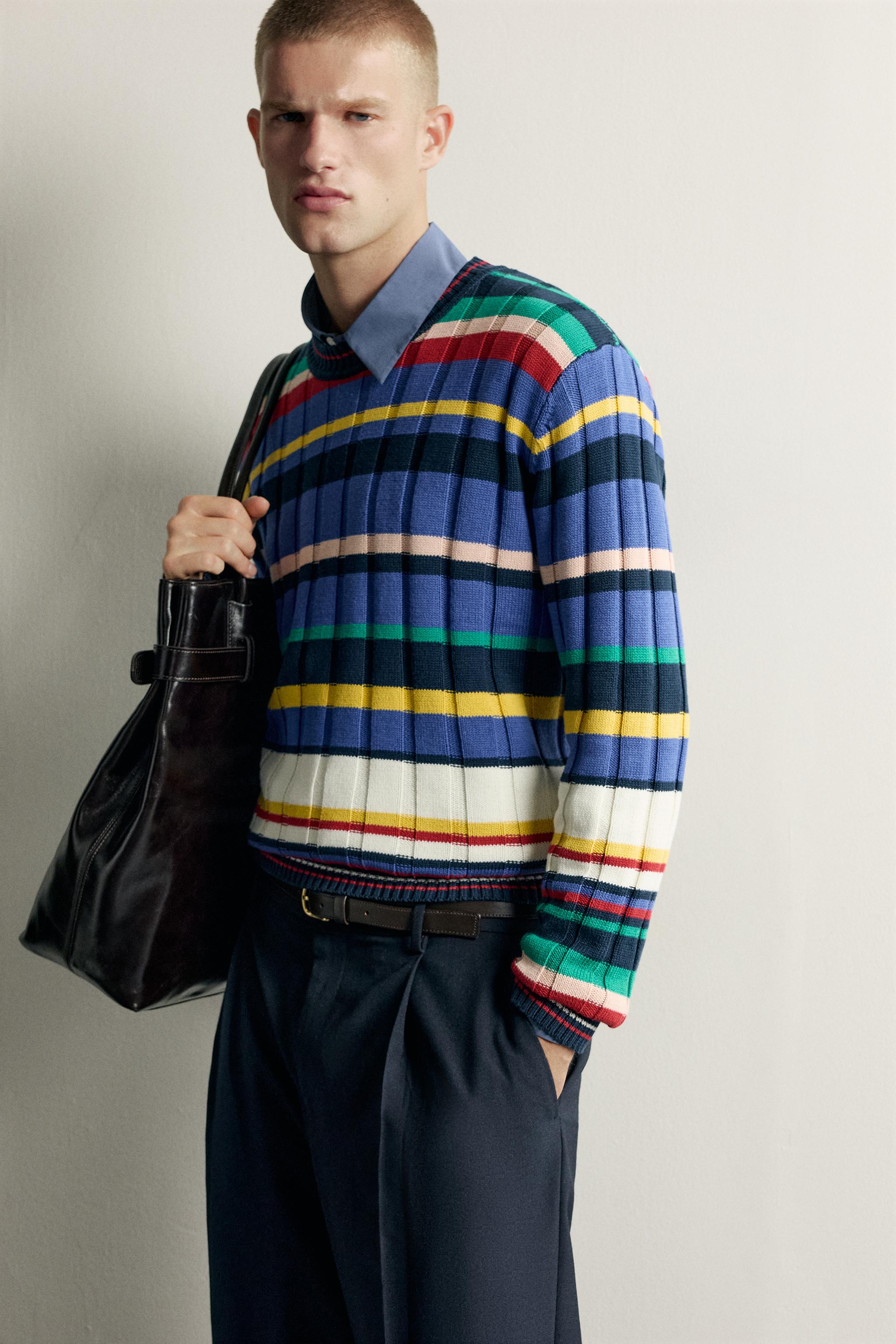 COTTON STRIPED JACQUARD SWEATER - thumbnail 6