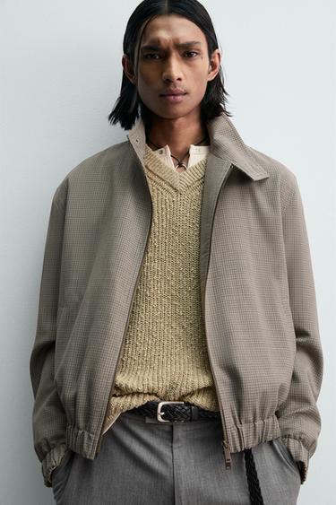 BLOUSON COUPE DÉCONTRACTÉE PIED-DE-POULE - Beige de Zara - Image 5