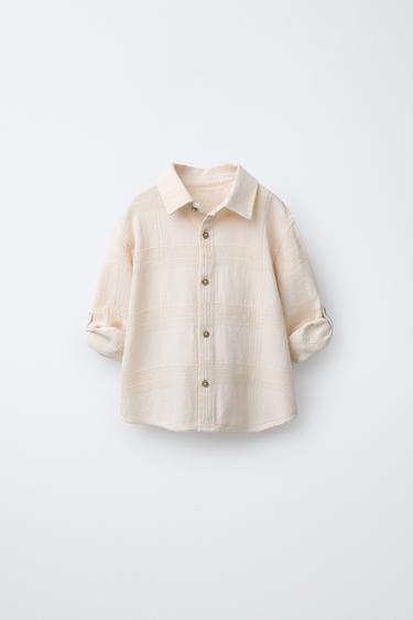 قميص هيكلي بأكمام قابلة للتعديل - خَام الخاص بـ Zara