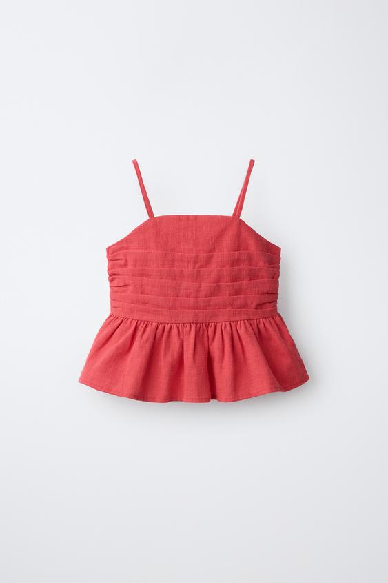 TOP APLIQUE VOLANTES - Rojo de Zara - Imagen 0