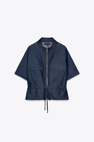 РУБАШКА САФАРИ СО ШНУРКОМ — СИНИЙ от Zara