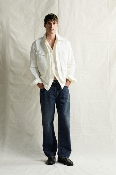 SOBRECAMISA REGULAR FIT CÁNABO - ALGODÓN - Branco roto de Zara - Imaxe 0
