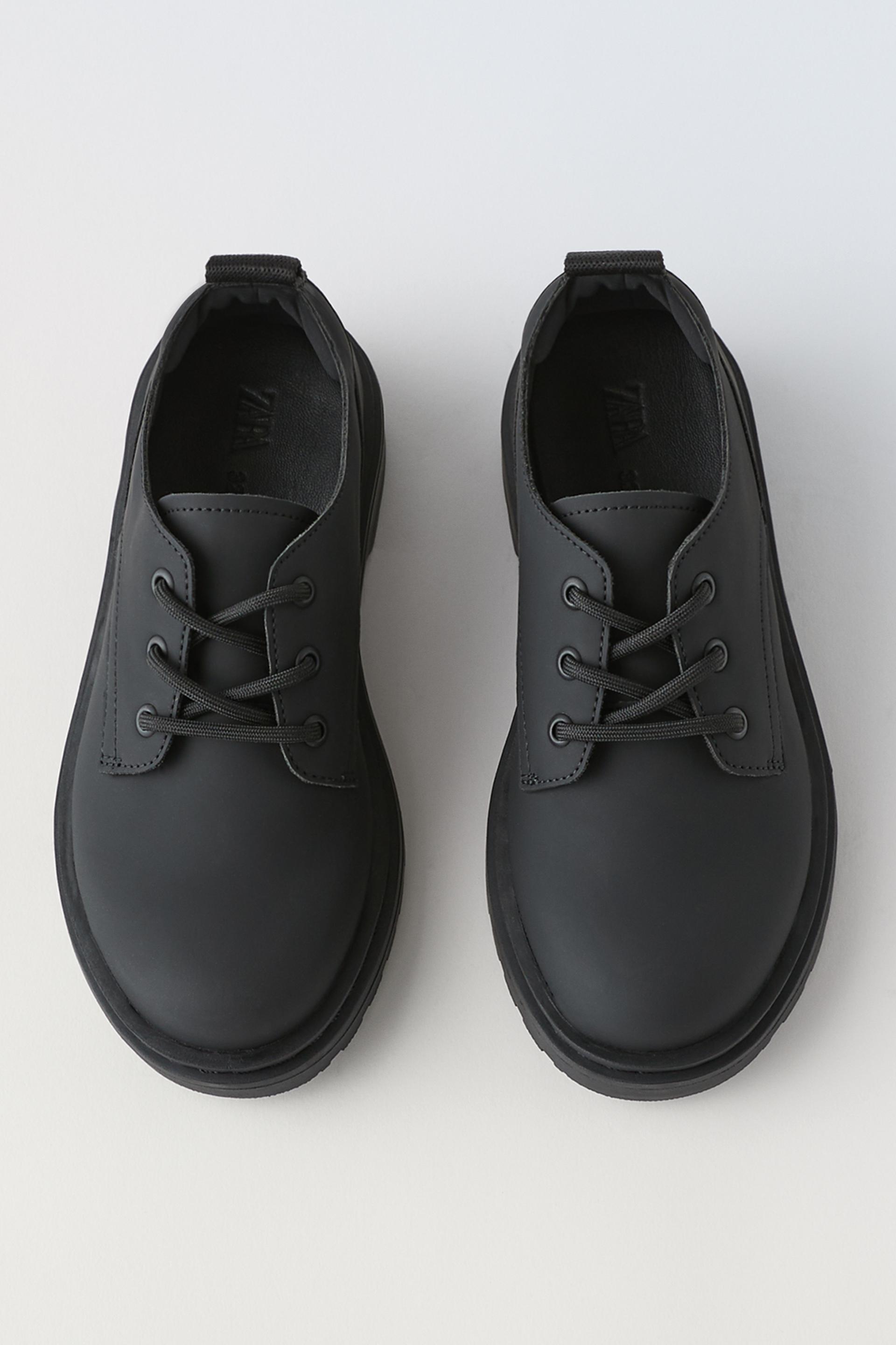 FAUX-PATENT DERBY SHOES - Black