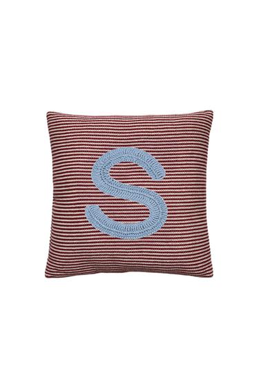 Zara CHILDREN'S EMBROIDERED LETTER S THROW PILLOW - Red