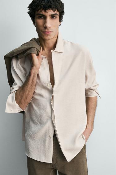 CHEMISE FLUIDE MÉLANGE MODAL - Blanc cassé de Zara - Image 4