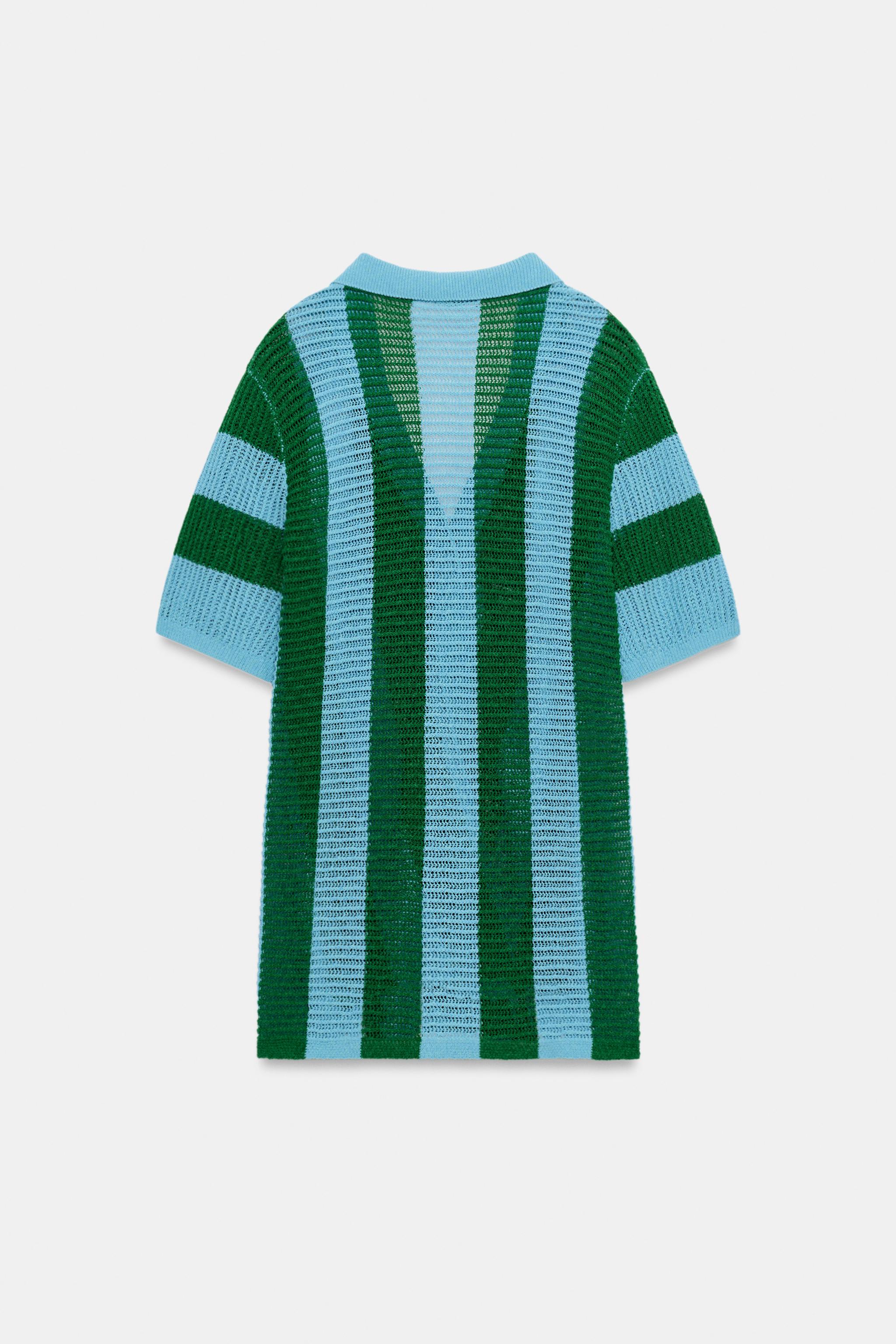 ストライプ柄ショートスリーブニットカーディガン - ストライプ | ZARA