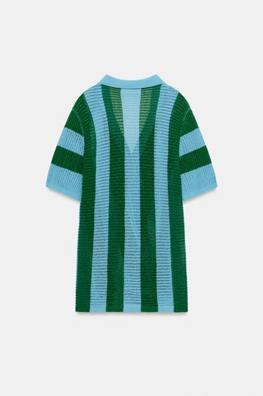 STRIPED KNIT POLO SHIRT - striped by Zara