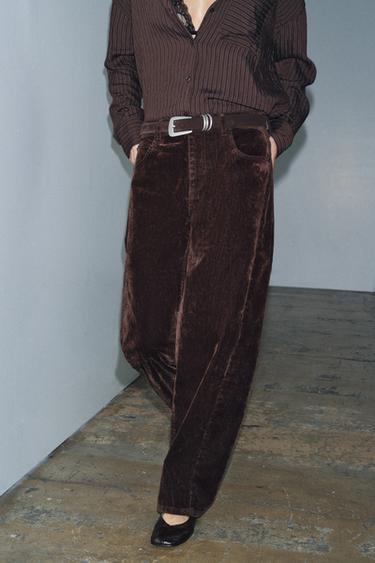 JEAN ZW COLLECTION BALLOON TAILLE HAUTE FLOQUÉ - Marron de Zara - Image 1