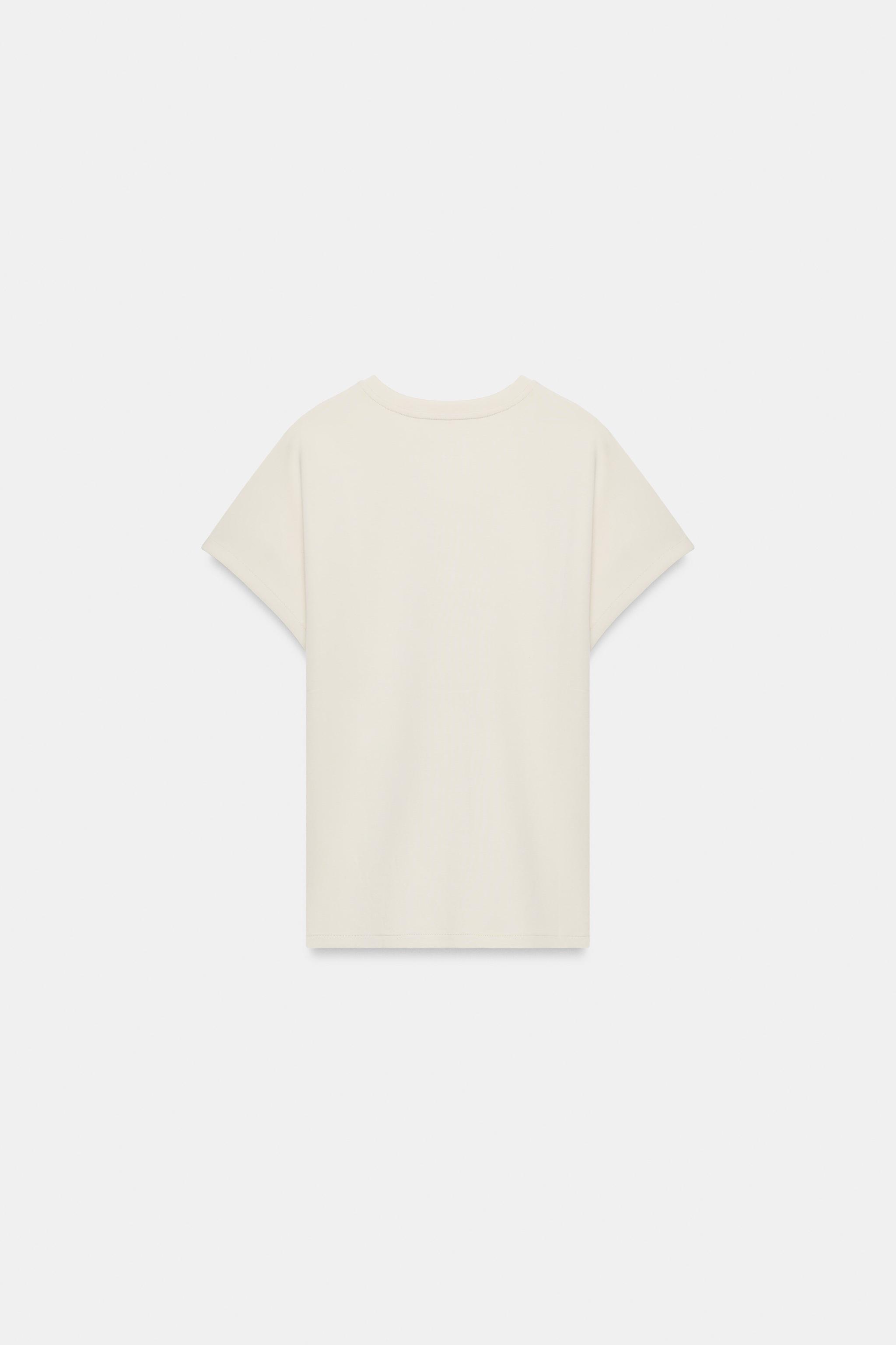 Zara INTERLOCK KISA KOLLU T-SHIRT görsel 6