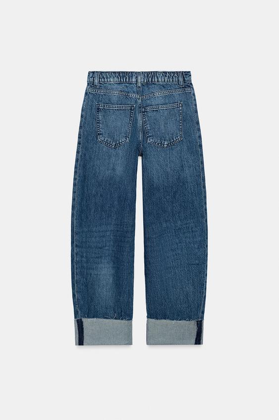 JEAN Z1975 BAGGY TAILLE NORMALE BAS À REVERS - Bleu de Zara - Image 7