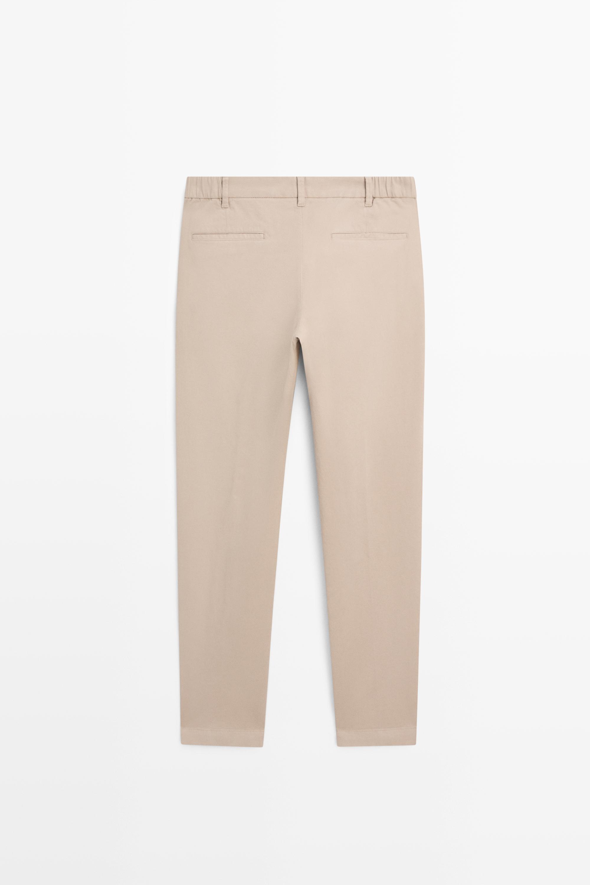 Cotton blend slim fit trousers
