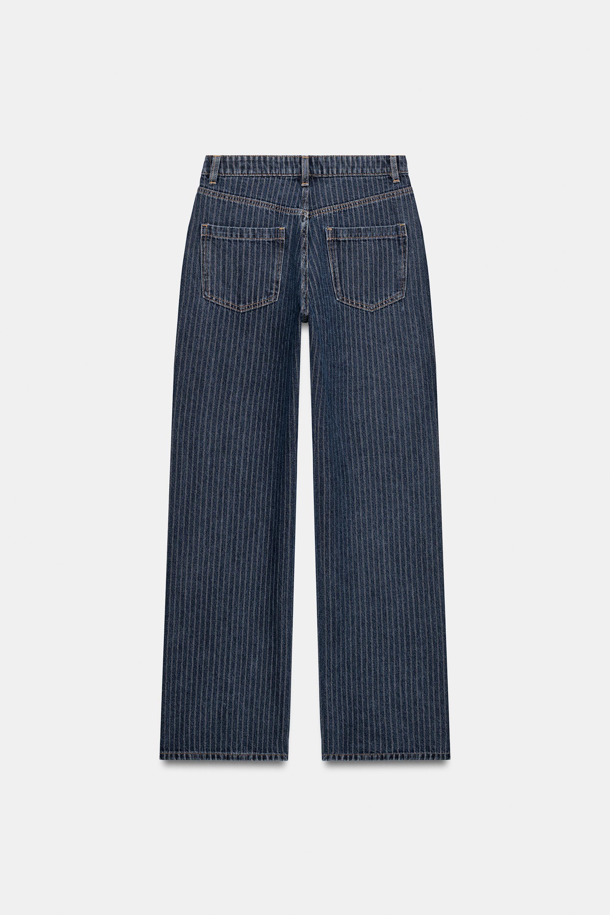 Zara Z1975 ÇİZGİLİ STRAIGHT DÜŞÜK BEL JEAN görsel 8