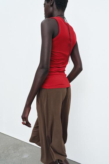 DRAPED SLEEVELESS TOP - Red by Zara - Image 2