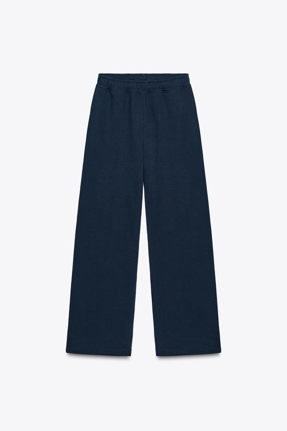 BASIC STRAIGHT-LEG PLUSH TROUSERS WITH ADJUSTABLE HEM - Navy blue by Zara - Image 7