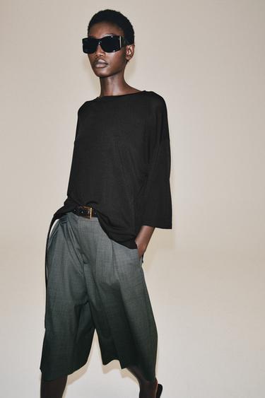 3/4 SLEEVE KNIT TOP - Black by Zara