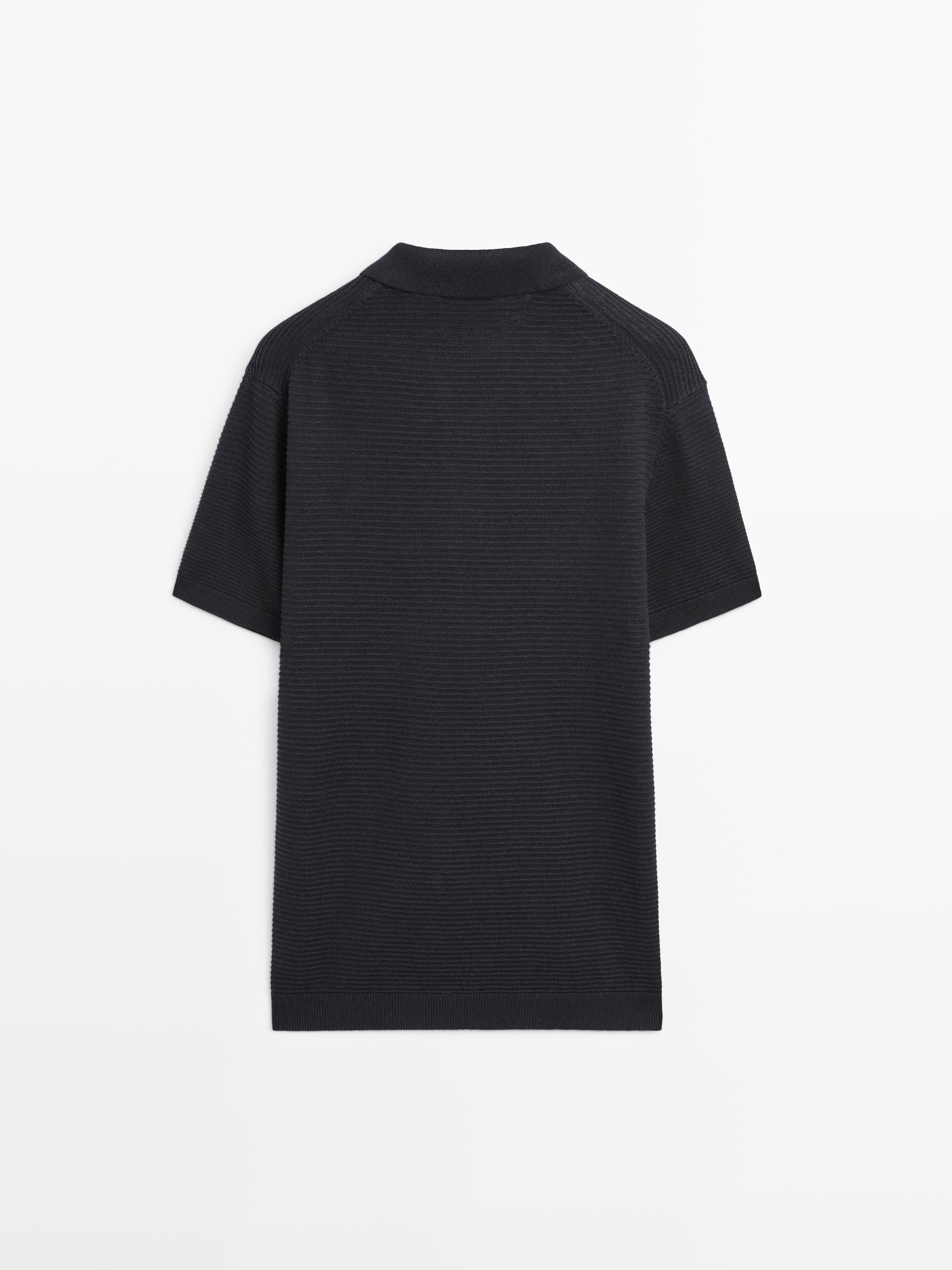 Polo à manches courtes en maille de lin et coton