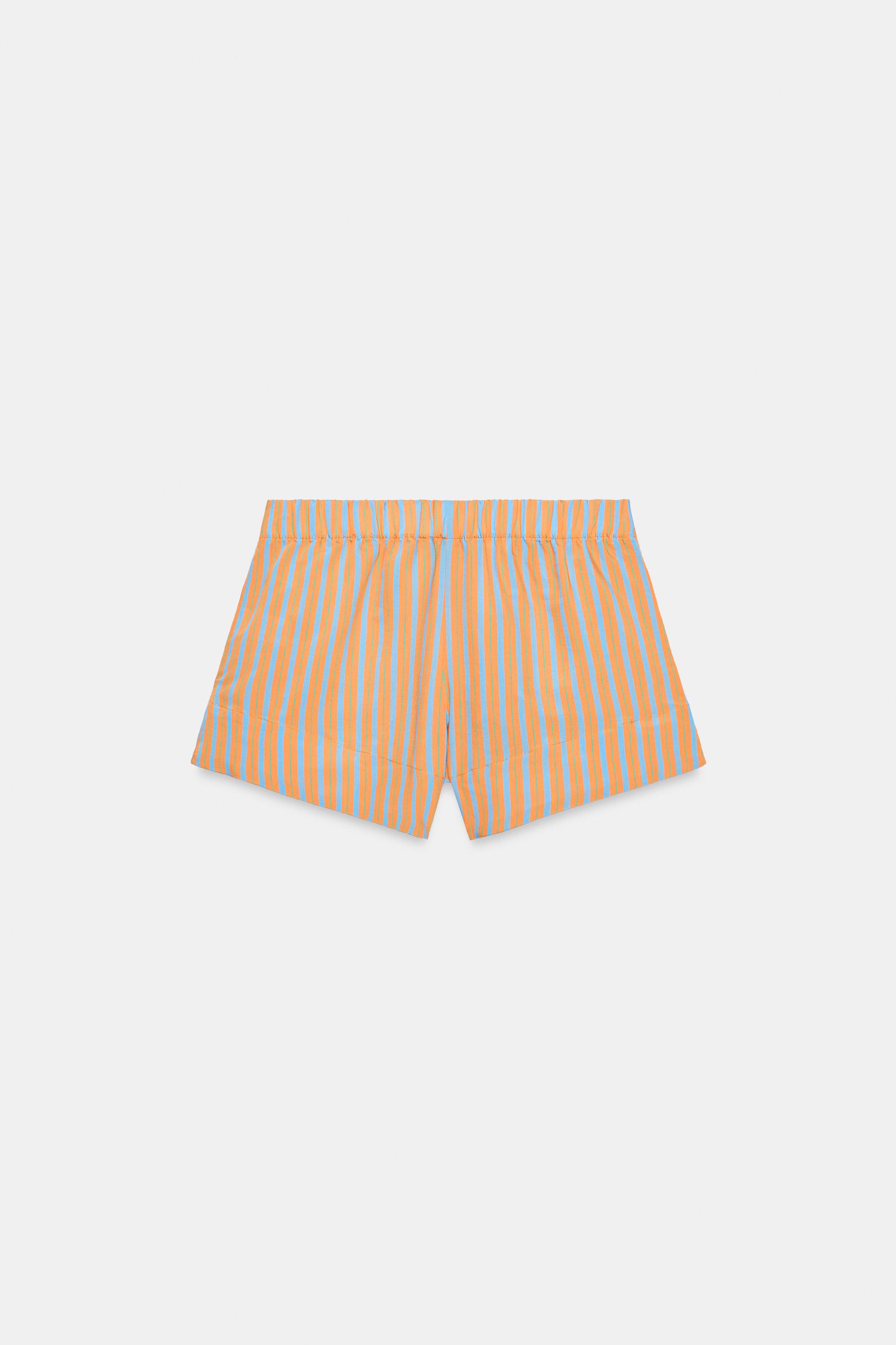 Zara Çizgili Poplin Şort görsel 5