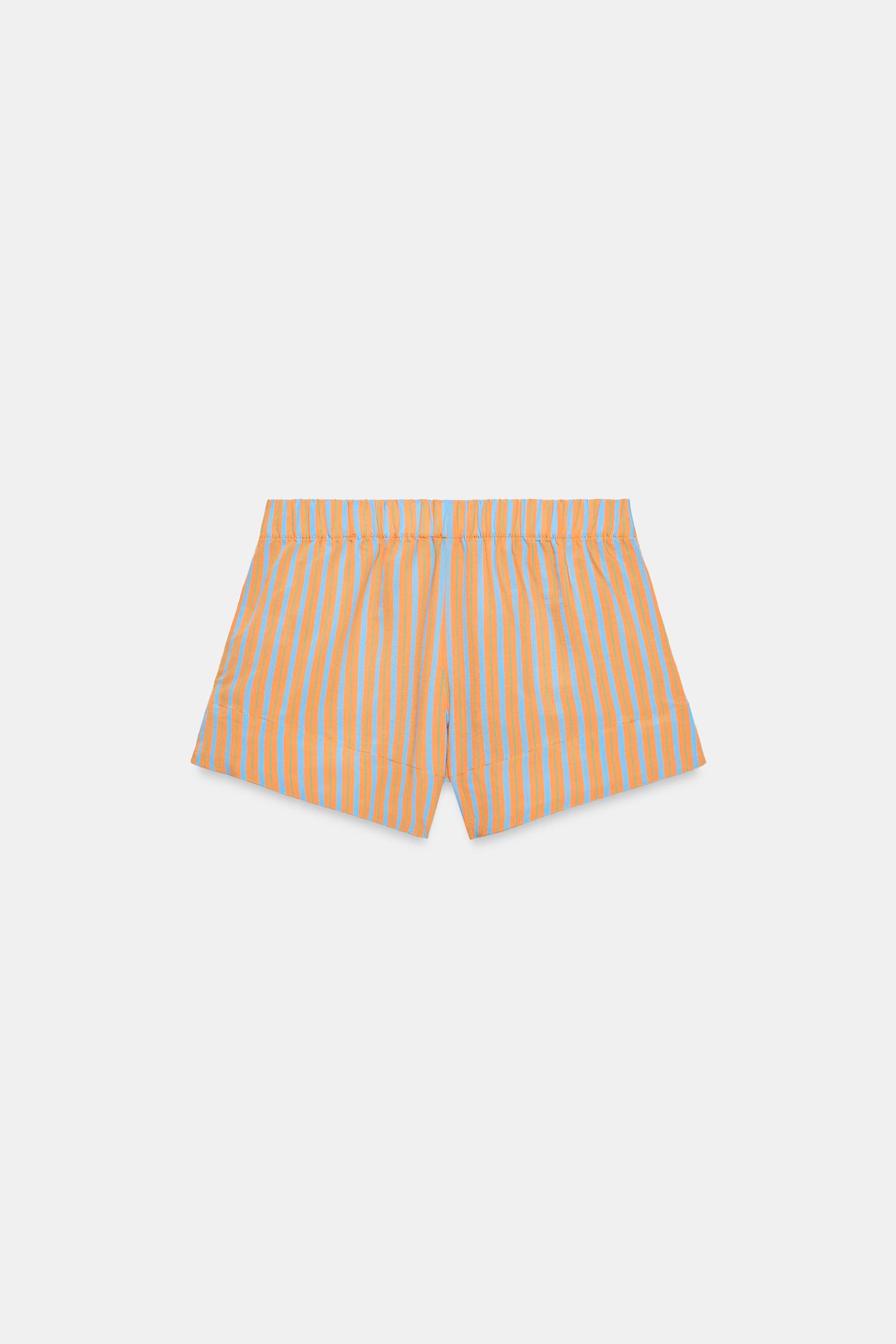 Женские шорты Zara Striped Poplin, цвет: Оранжевый — фото 6