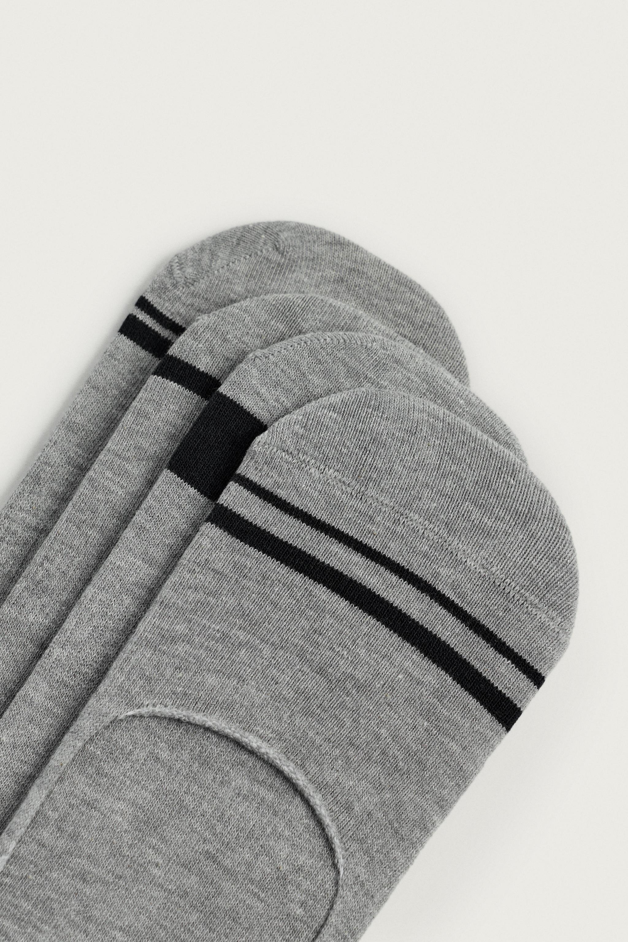 PACK OF 4 STRIPED INVISIBLE SOCKS — Gray