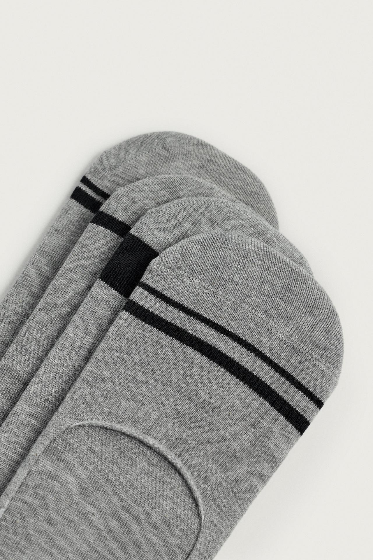 PACK OF 4 STRIPED INVISIBLE SOCKS — Gray