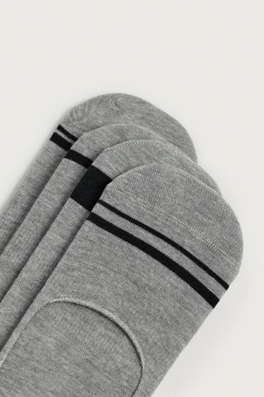 PACK OF 4 STRIPED INVISIBLE SOCKS — Gray 2
